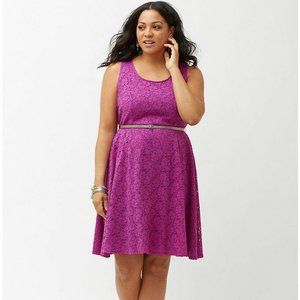 Lane Bryant Purple Lace Skater Dress Plus 28